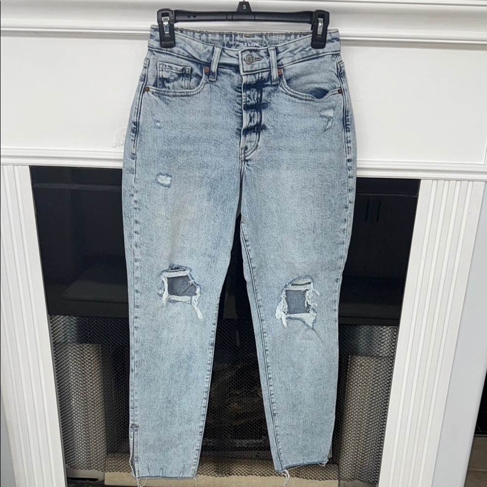 Old Navy Blue High Rise Distressed Jeans